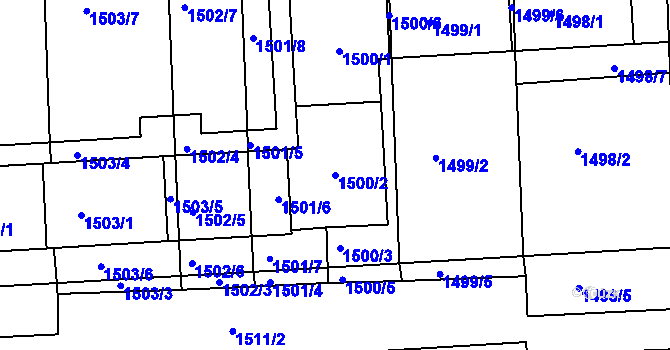 Parcela st. 1500/2 v KÚ Vršovice, Katastrální mapa