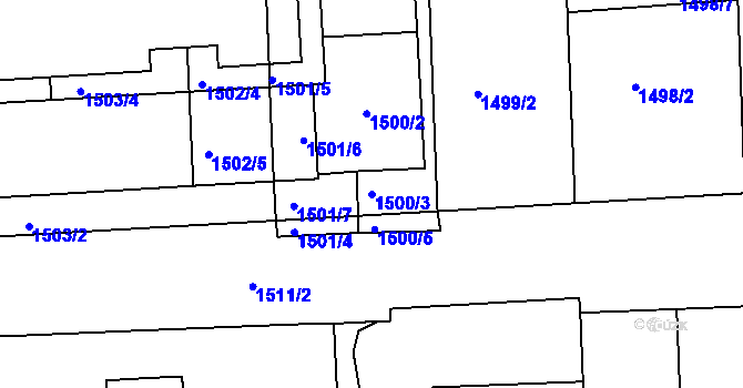 Parcela st. 1500/3 v KÚ Vršovice, Katastrální mapa
