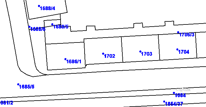 Parcela st. 1702 v KÚ Vršovice, Katastrální mapa