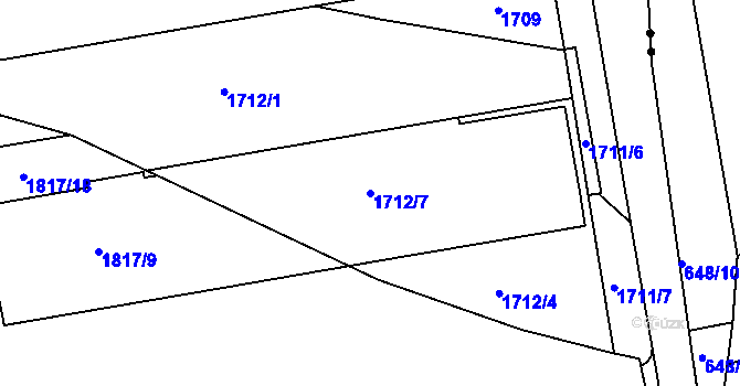 Parcela st. 1712/7 v KÚ Vršovice, Katastrální mapa