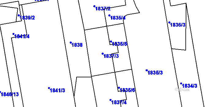 Parcela st. 1837/3 v KÚ Vršovice, Katastrální mapa