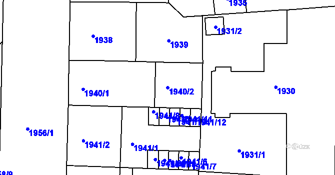 Parcela st. 1940/2 v KÚ Vršovice, Katastrální mapa