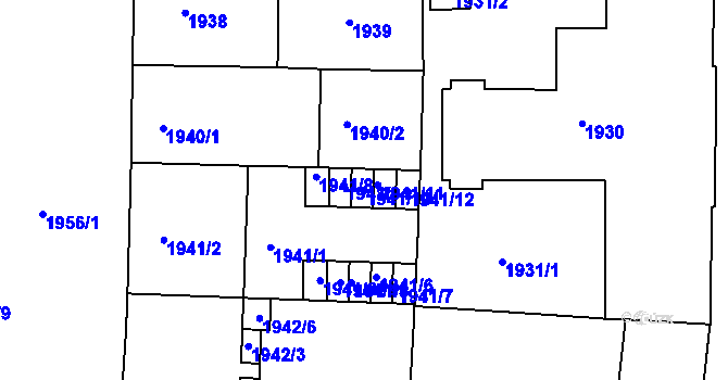 Parcela st. 1941/10 v KÚ Vršovice, Katastrální mapa