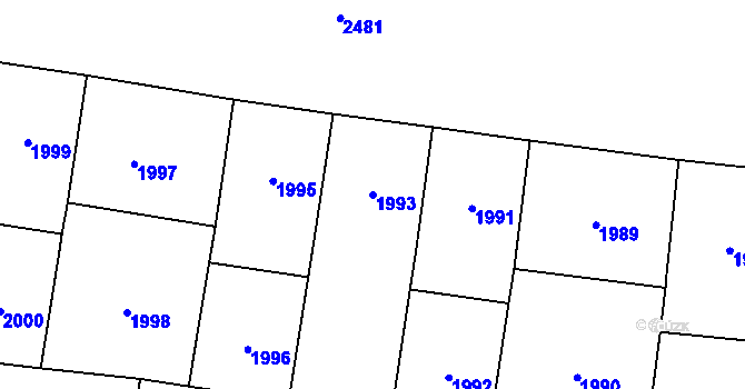 Parcela st. 1993 v KÚ Vršovice, Katastrální mapa