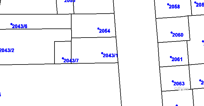 Parcela st. 2043/1 v KÚ Vršovice, Katastrální mapa