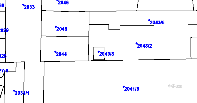 Parcela st. 2043/5 v KÚ Vršovice, Katastrální mapa