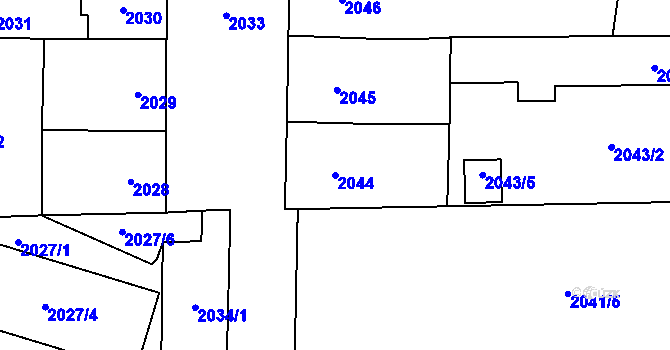 Parcela st. 2044 v KÚ Vršovice, Katastrální mapa