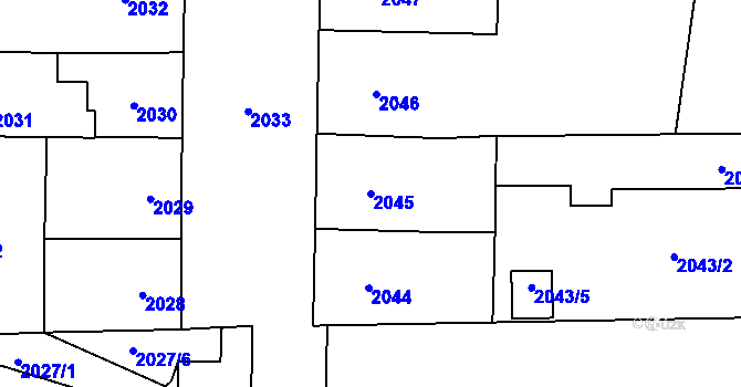 Parcela st. 2045 v KÚ Vršovice, Katastrální mapa
