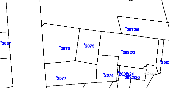 Parcela st. 2075 v KÚ Vršovice, Katastrální mapa