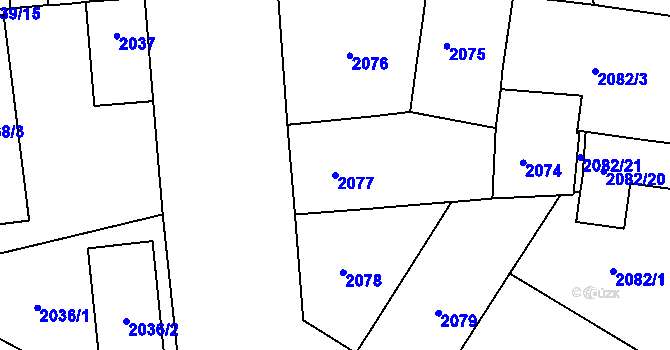 Parcela st. 2077 v KÚ Vršovice, Katastrální mapa