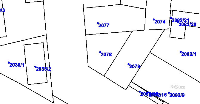 Parcela st. 2078 v KÚ Vršovice, Katastrální mapa