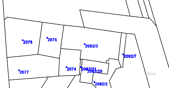 Parcela st. 2082/3 v KÚ Vršovice, Katastrální mapa