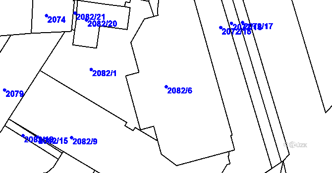 Parcela st. 2082/6 v KÚ Vršovice, Katastrální mapa