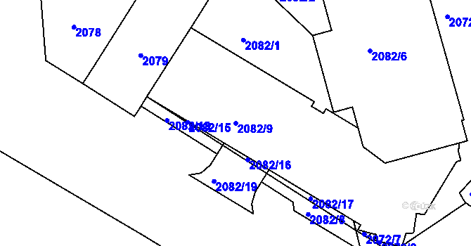 Parcela st. 2082/9 v KÚ Vršovice, Katastrální mapa