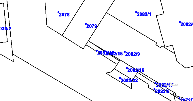 Parcela st. 2082/18 v KÚ Vršovice, Katastrální mapa