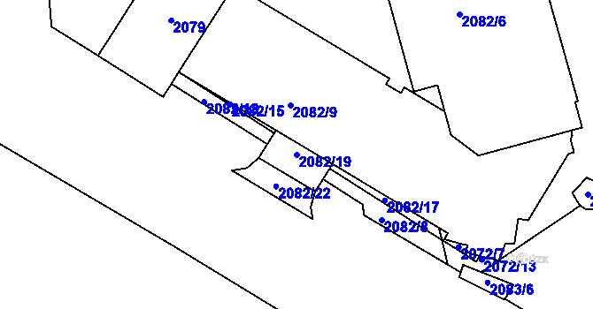 Parcela st. 2082/19 v KÚ Vršovice, Katastrální mapa