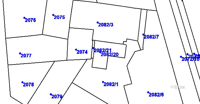 Parcela st. 2082/20 v KÚ Vršovice, Katastrální mapa