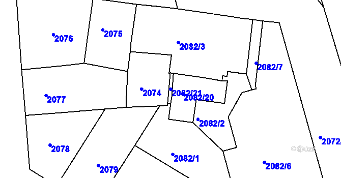 Parcela st. 2082/21 v KÚ Vršovice, Katastrální mapa
