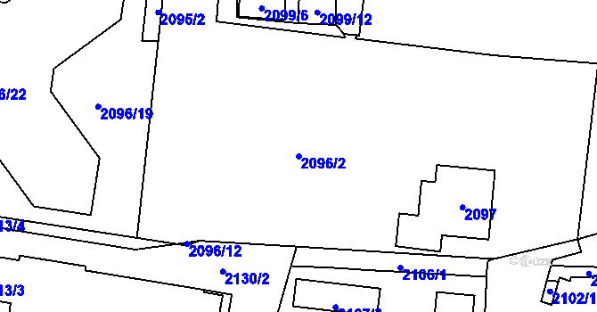Parcela st. 2096/2 v KÚ Vršovice, Katastrální mapa
