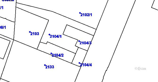 Parcela st. 2104/3 v KÚ Vršovice, Katastrální mapa
