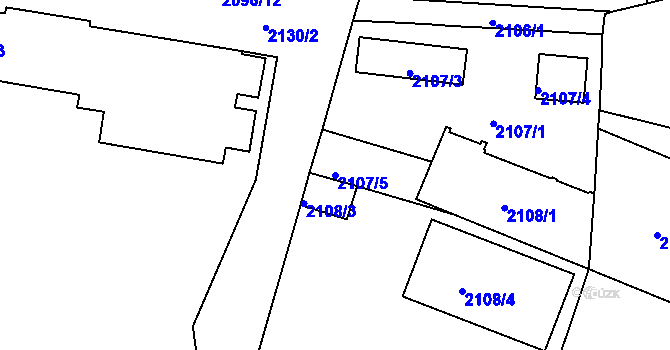 Parcela st. 2107/5 v KÚ Vršovice, Katastrální mapa