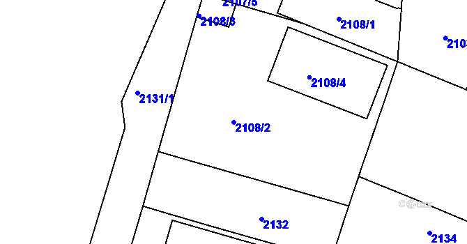 Parcela st. 2108/2 v KÚ Vršovice, Katastrální mapa