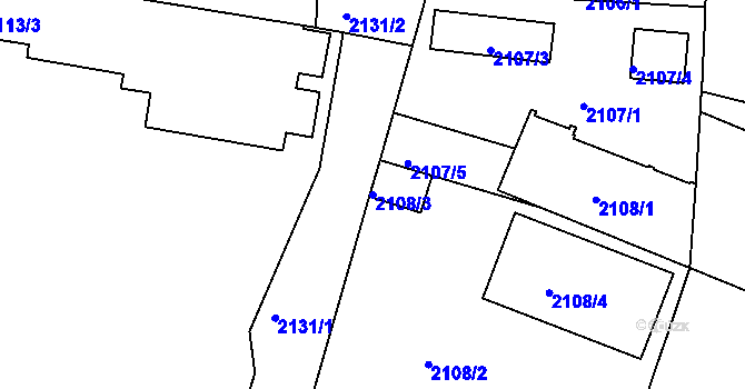 Parcela st. 2108/3 v KÚ Vršovice, Katastrální mapa