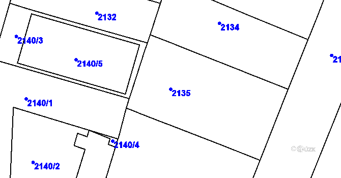 Parcela st. 2135 v KÚ Vršovice, Katastrální mapa