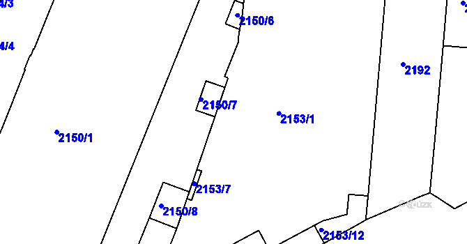 Parcela st. 2153/1 v KÚ Vršovice, Katastrální mapa