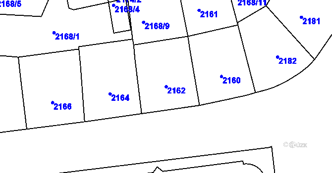 Parcela st. 2162 v KÚ Vršovice, Katastrální mapa