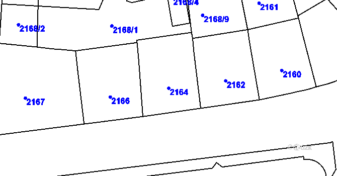 Parcela st. 2164 v KÚ Vršovice, Katastrální mapa