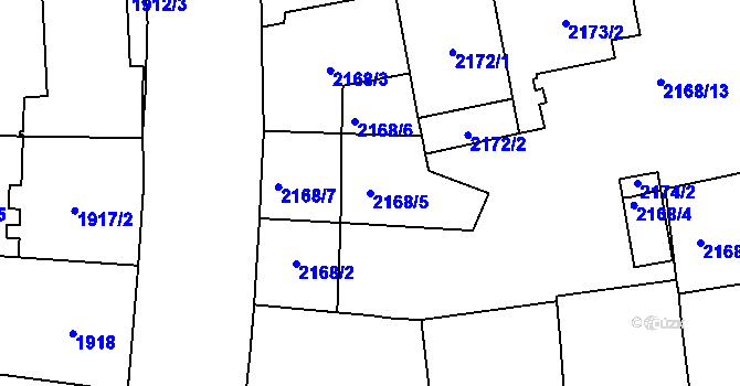 Parcela st. 2168/5 v KÚ Vršovice, Katastrální mapa
