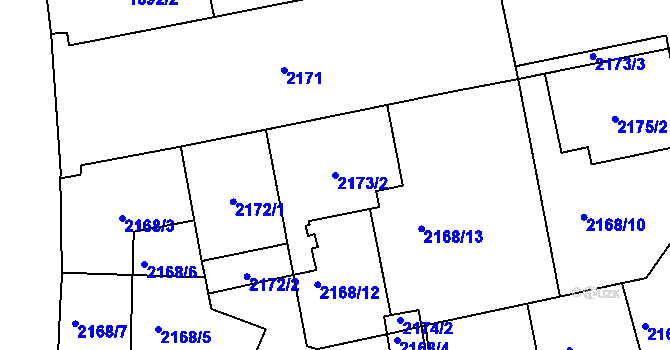 Parcela st. 2173/2 v KÚ Vršovice, Katastrální mapa