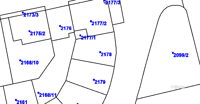 Parcela st. 2178 v KÚ Vršovice, Katastrální mapa