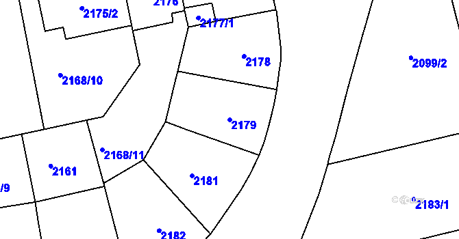 Parcela st. 2179 v KÚ Vršovice, Katastrální mapa