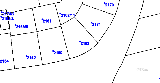 Parcela st. 2182 v KÚ Vršovice, Katastrální mapa