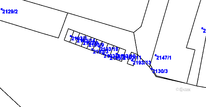 Parcela st. 2193/2 v KÚ Vršovice, Katastrální mapa