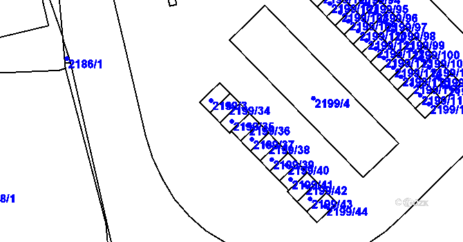 Parcela st. 2199/35 v KÚ Vršovice, Katastrální mapa