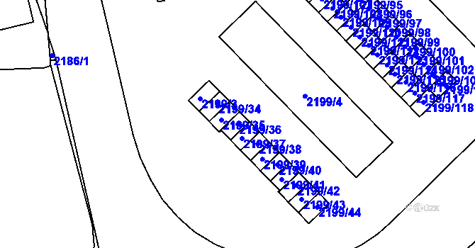 Parcela st. 2199/36 v KÚ Vršovice, Katastrální mapa