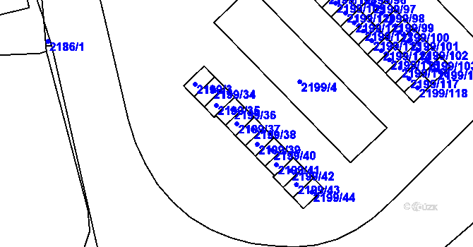 Parcela st. 2199/37 v KÚ Vršovice, Katastrální mapa