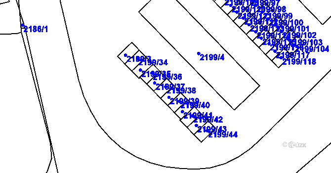 Parcela st. 2199/38 v KÚ Vršovice, Katastrální mapa