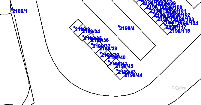 Parcela st. 2199/39 v KÚ Vršovice, Katastrální mapa