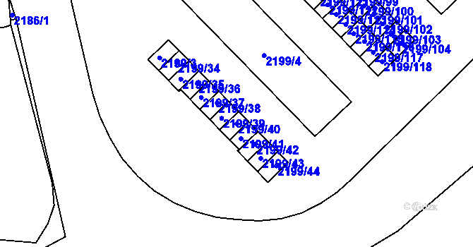 Parcela st. 2199/40 v KÚ Vršovice, Katastrální mapa