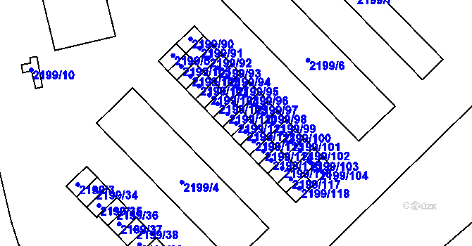 Parcela st. 2199/111 v KÚ Vršovice, Katastrální mapa