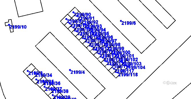 Parcela st. 2199/112 v KÚ Vršovice, Katastrální mapa