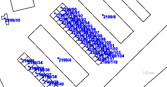 Parcela st. 2199/113 v KÚ Vršovice, Katastrální mapa