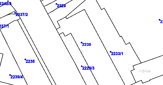 Parcela st. 2230 v KÚ Vršovice, Katastrální mapa