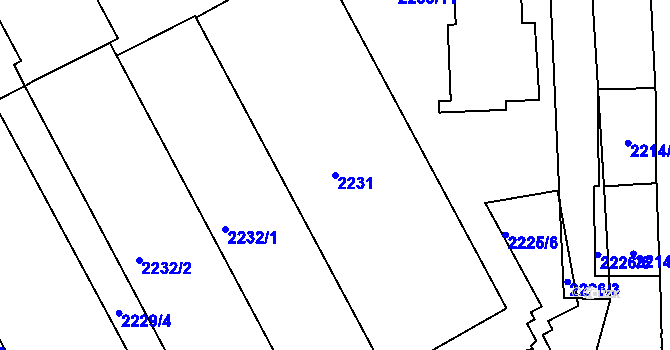 Parcela st. 2231 v KÚ Vršovice, Katastrální mapa