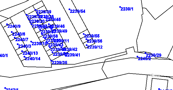 Parcela st. 2239/12 v KÚ Vršovice, Katastrální mapa
