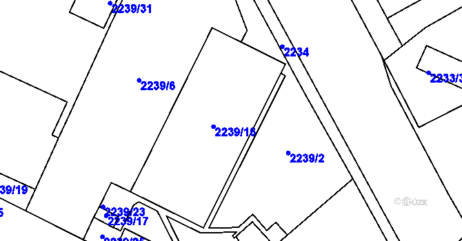Parcela st. 2239/16 v KÚ Vršovice, Katastrální mapa